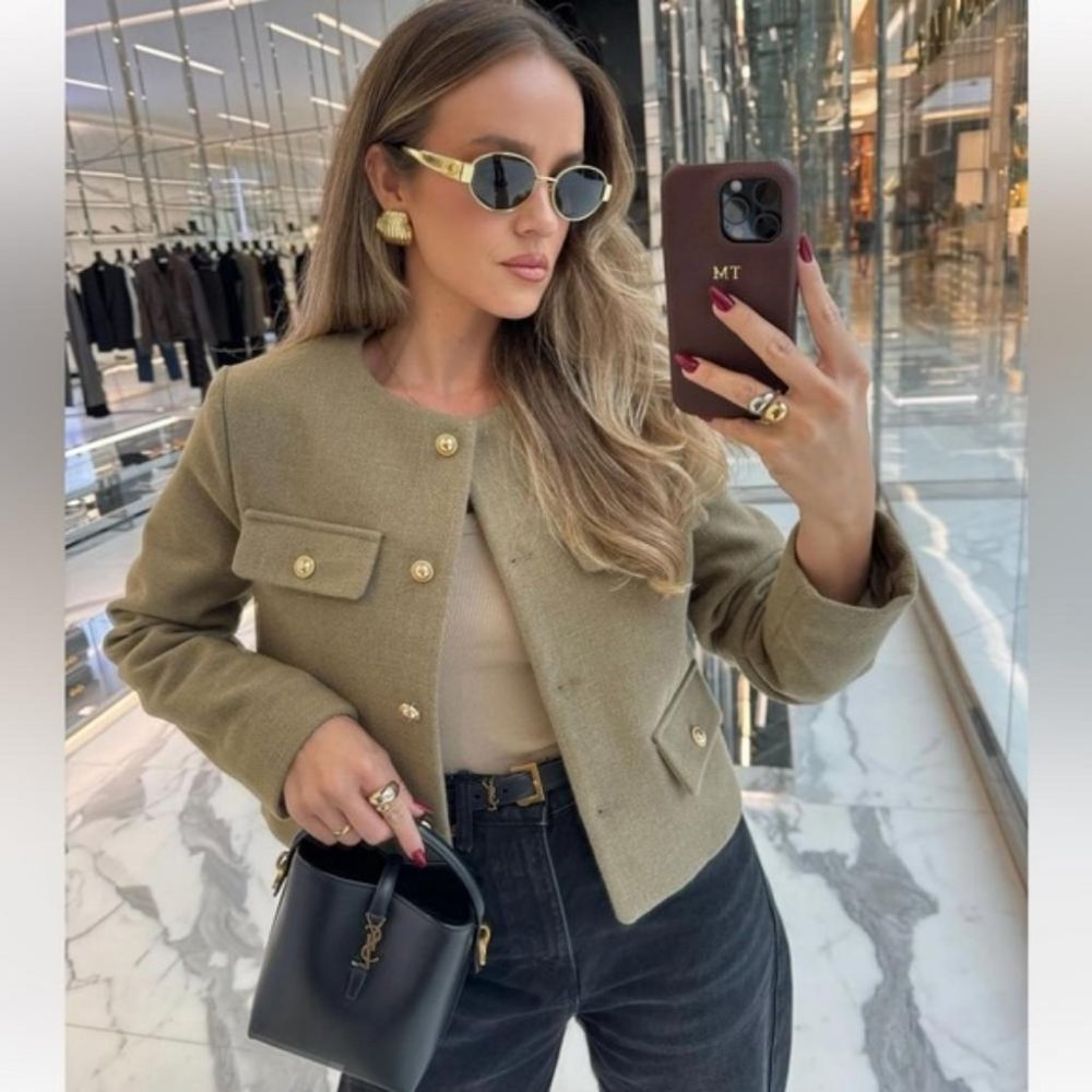 ZARA CROPPED FLAP JACKET - Picture 3 of 10